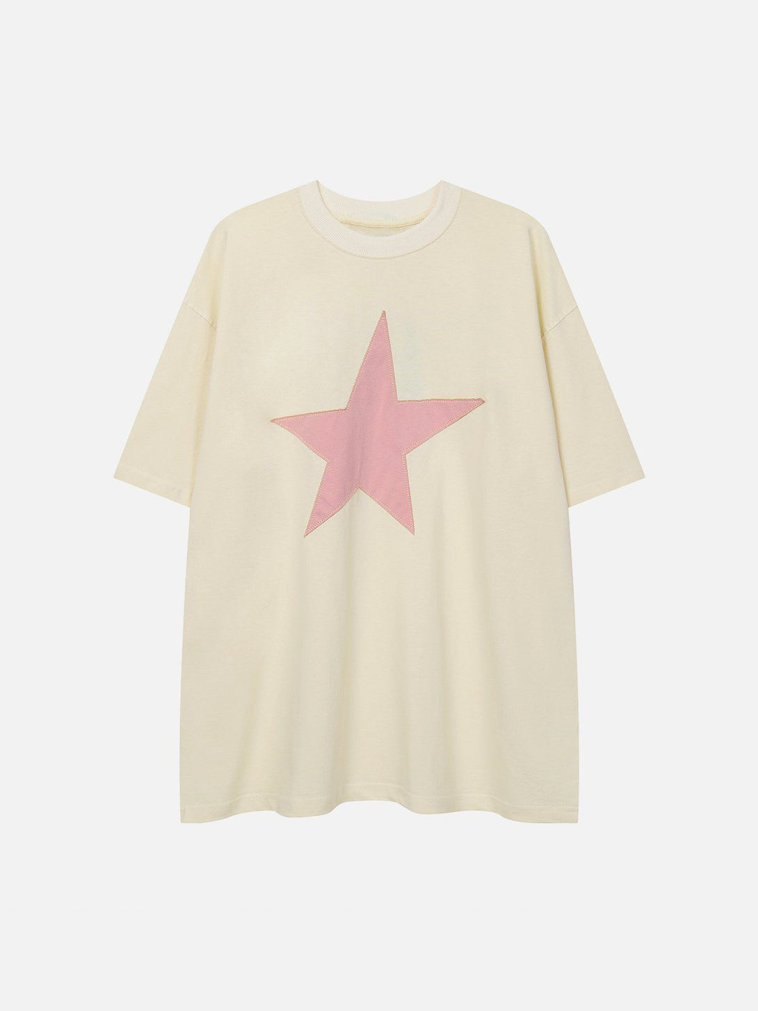 Lacezy - Star Applique Graphic Tee- Streetwear Fashion - lacezy.com