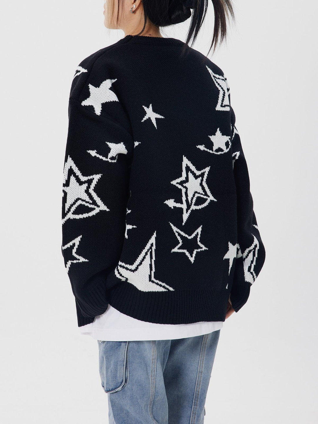 Lacezy - Star Clash Embroidery Sweater- Streetwear Fashion - lacezy.com