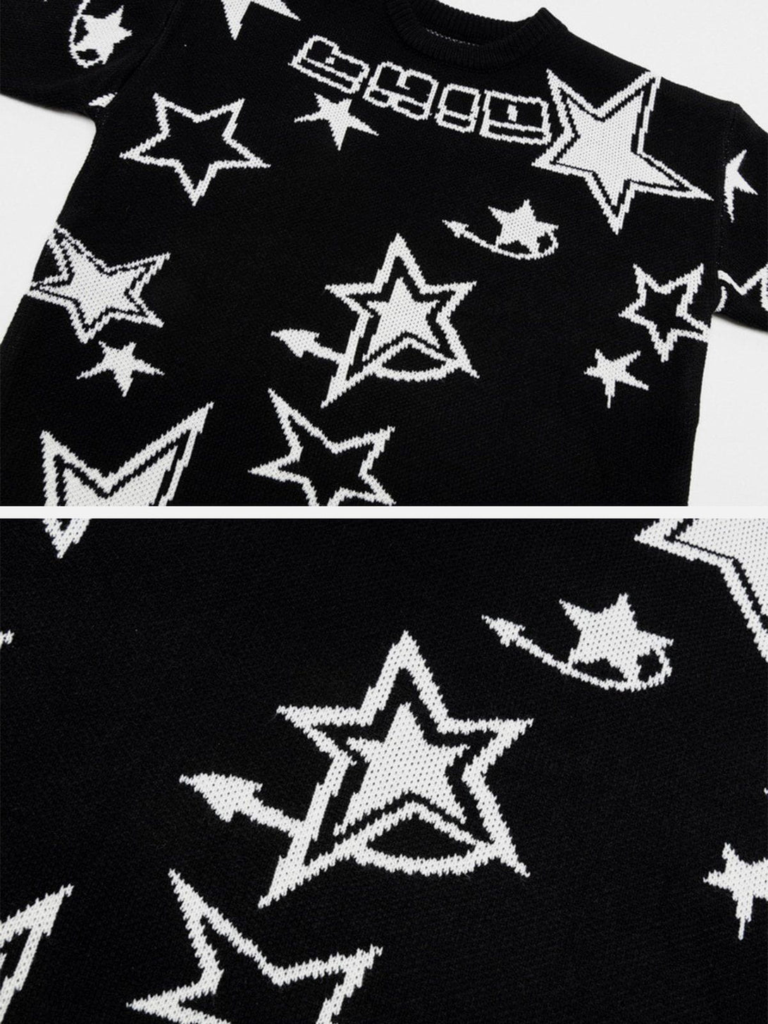 Lacezy - Star Clash Embroidery Sweater- Streetwear Fashion - lacezy.com