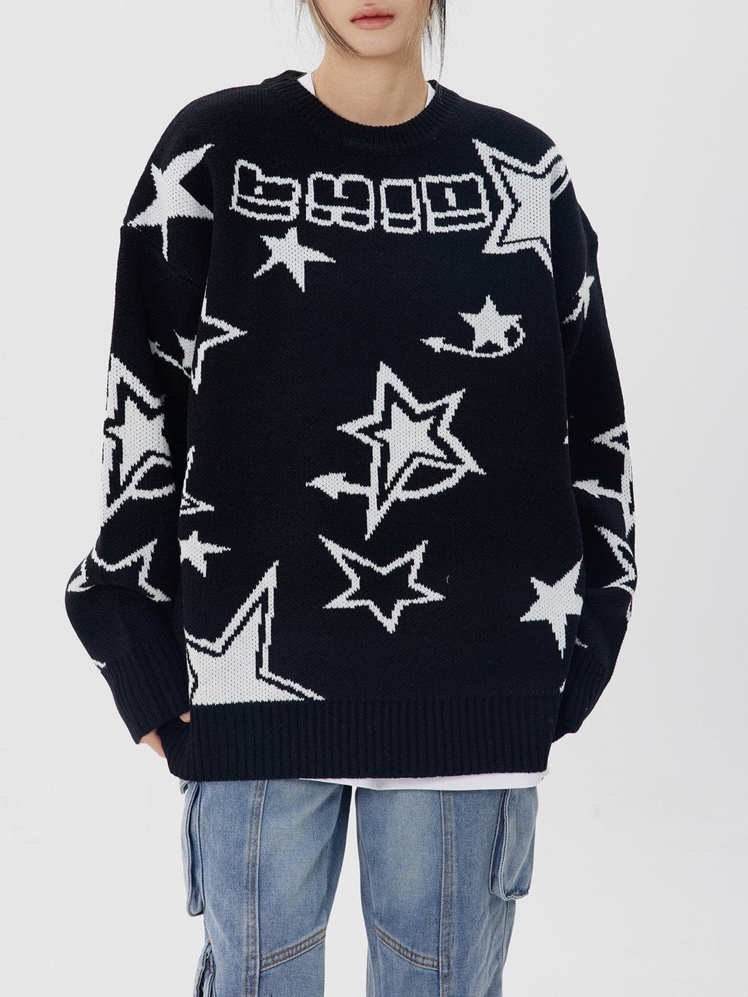 Lacezy - Star Clash Embroidery Sweater- Streetwear Fashion - lacezy.com