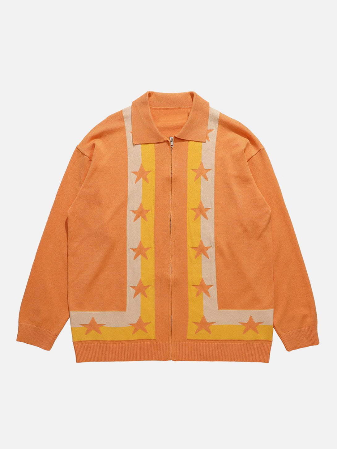 Lacezy - Star Colorblock Embroidery Cardigan- Streetwear Fashion - lacezy.com