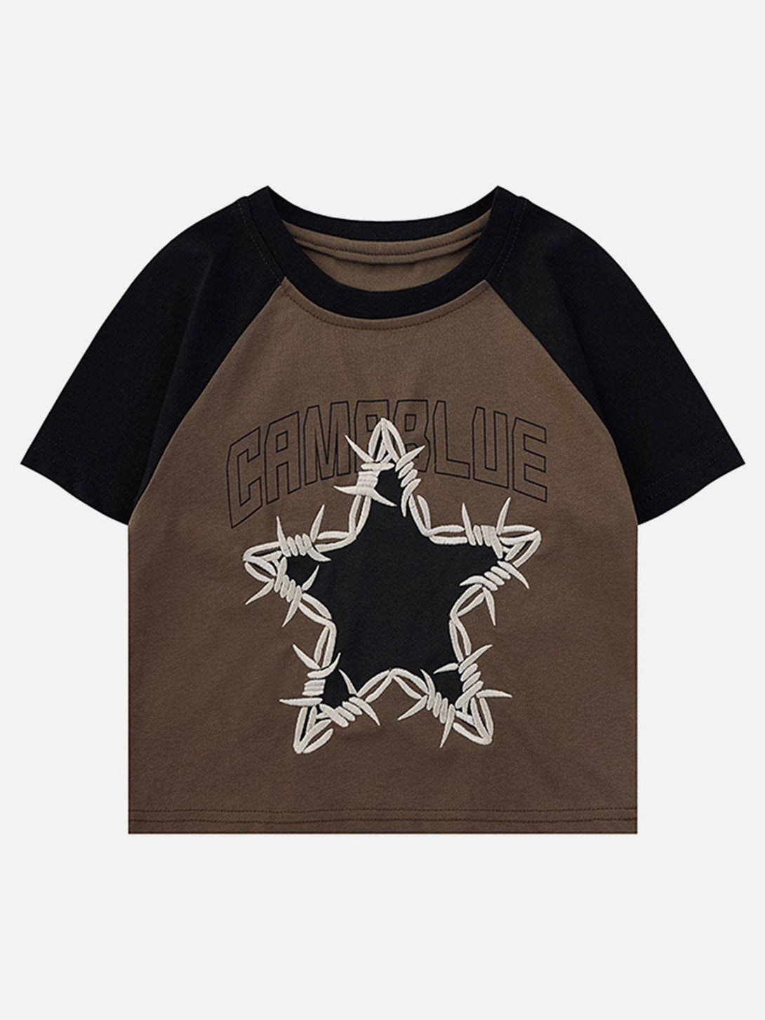 Lacezy - Star Embroidered Patchwork Tee- Streetwear Fashion - lacezy.com