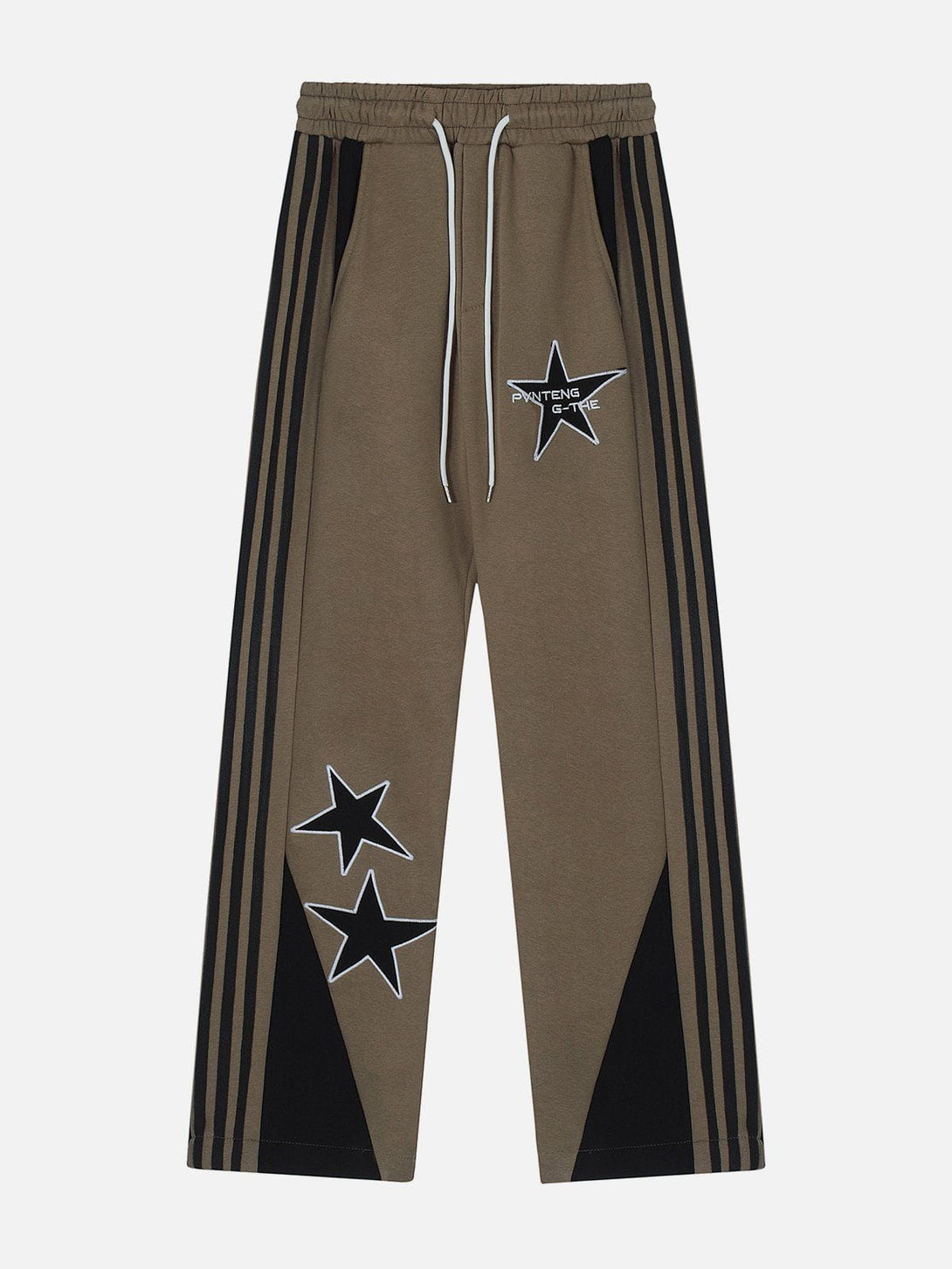 Lacezy - Star Embroidered Side Stripe Sweatpants- Streetwear Fashion - lacezy.com