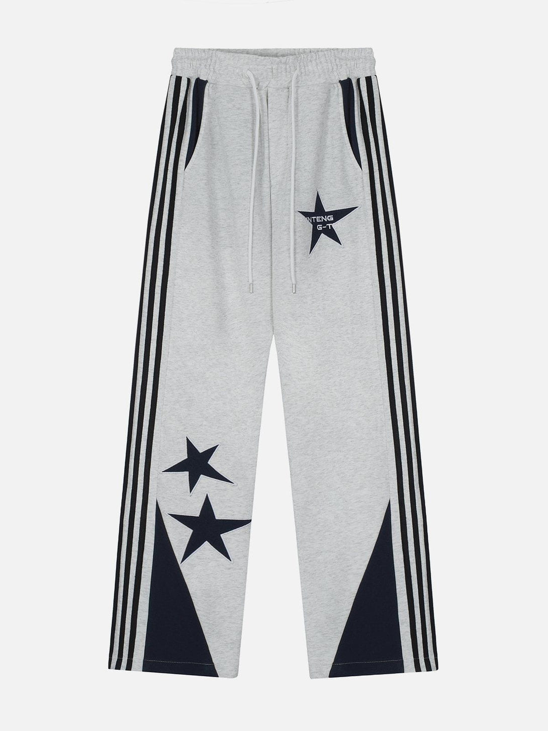 Lacezy - Star Embroidered Side Stripe Sweatpants- Streetwear Fashion - lacezy.com