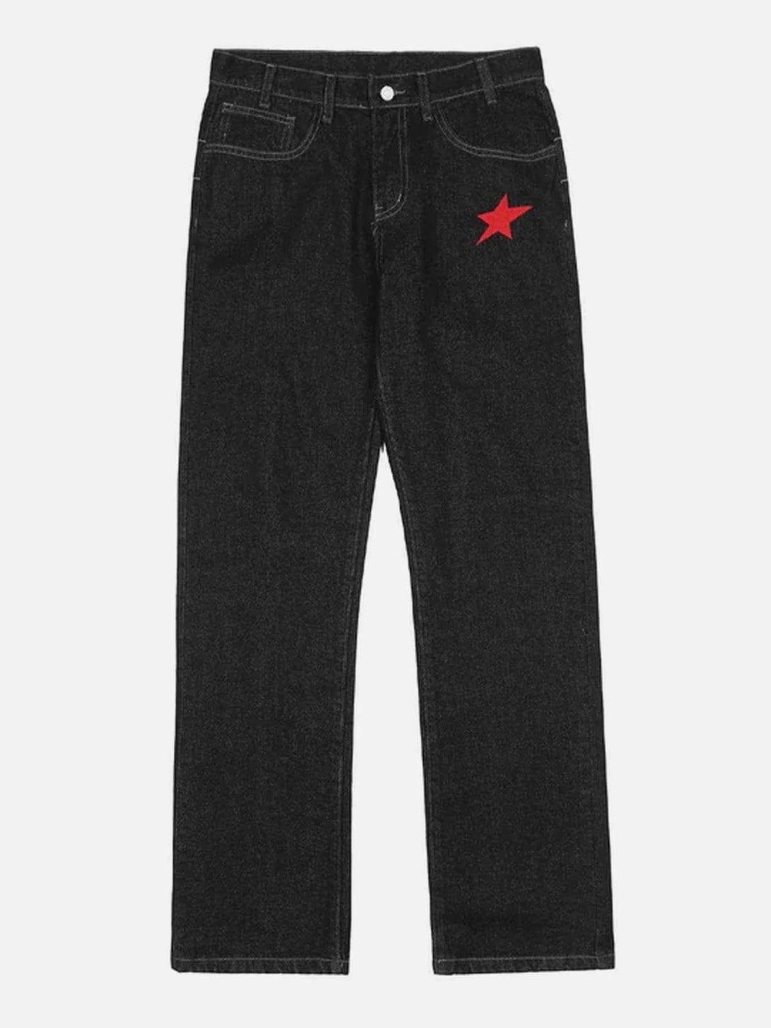 Lacezy - Star Embroidery Letters Jeans- Streetwear Fashion - lacezy.com