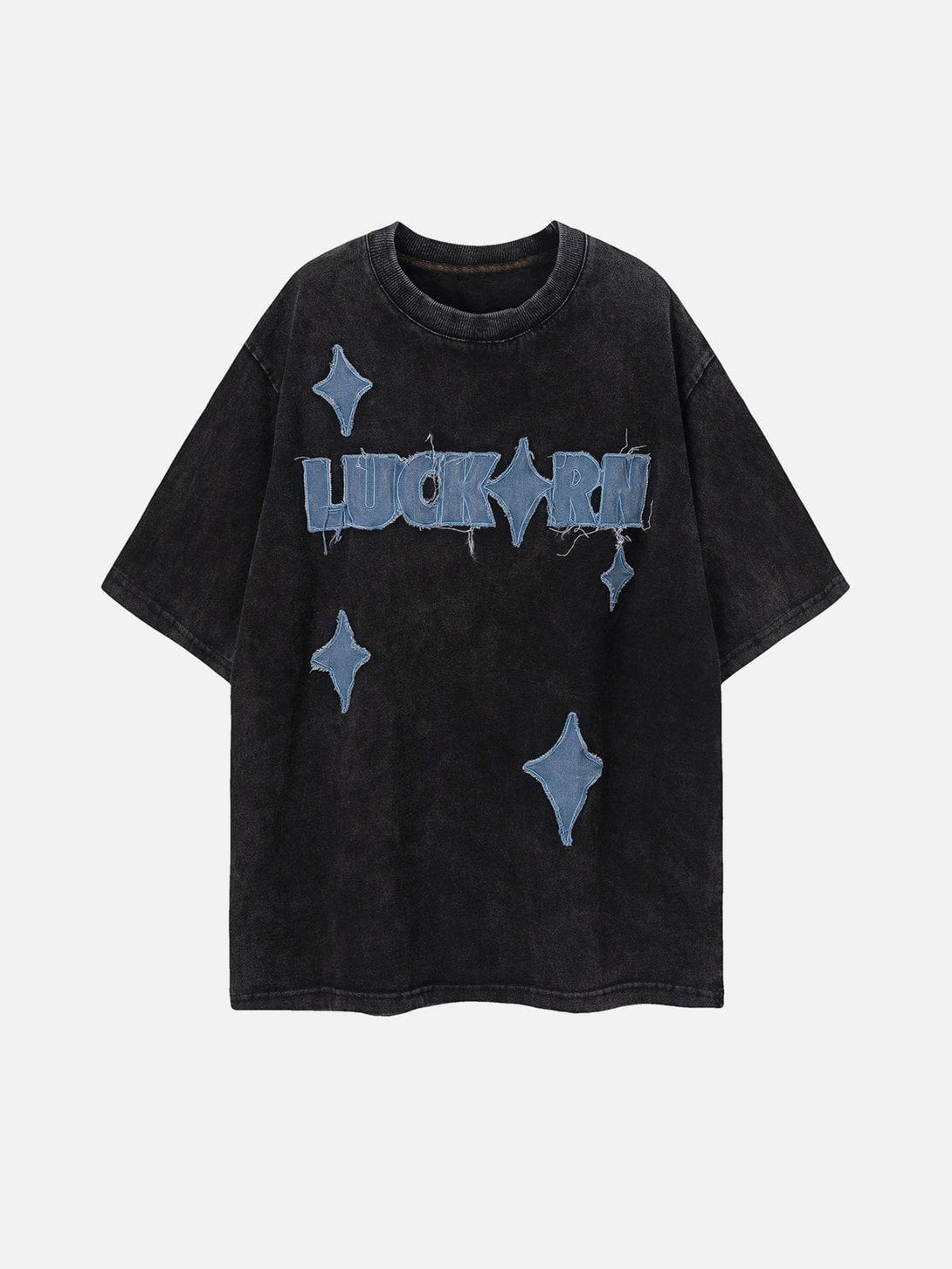 Lacezy - Star Embroidery Lettter Tee- Streetwear Fashion - lacezy.com