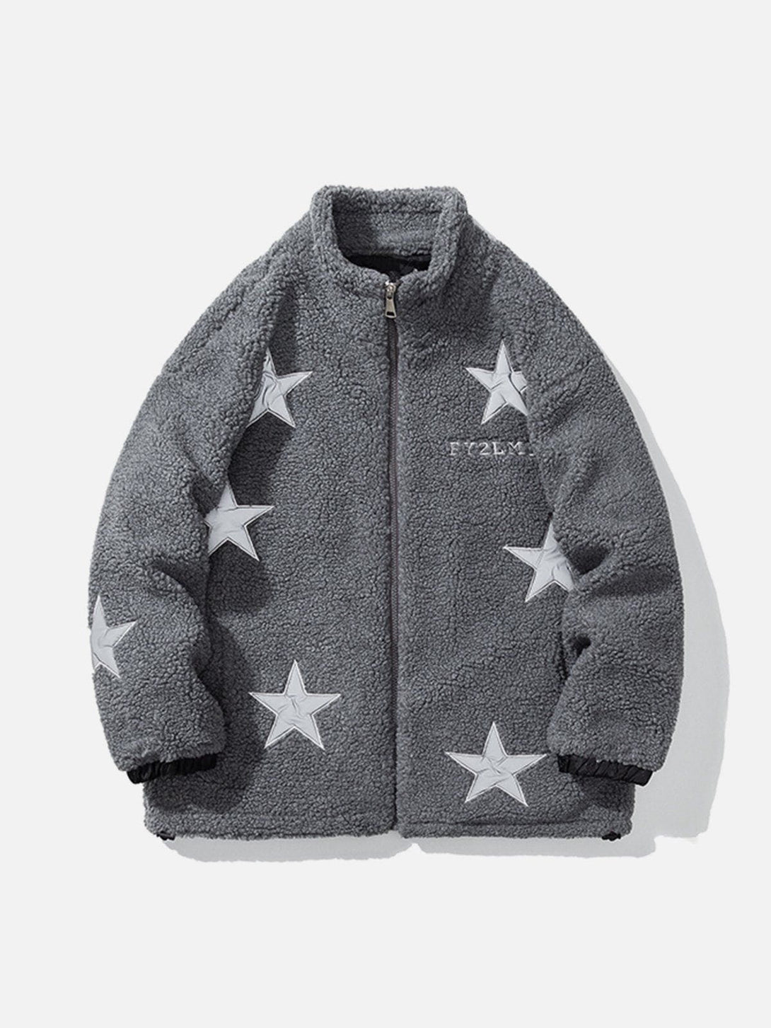 Lacezy - Star Embroidery Sherpa Coat- Streetwear Fashion - lacezy.com