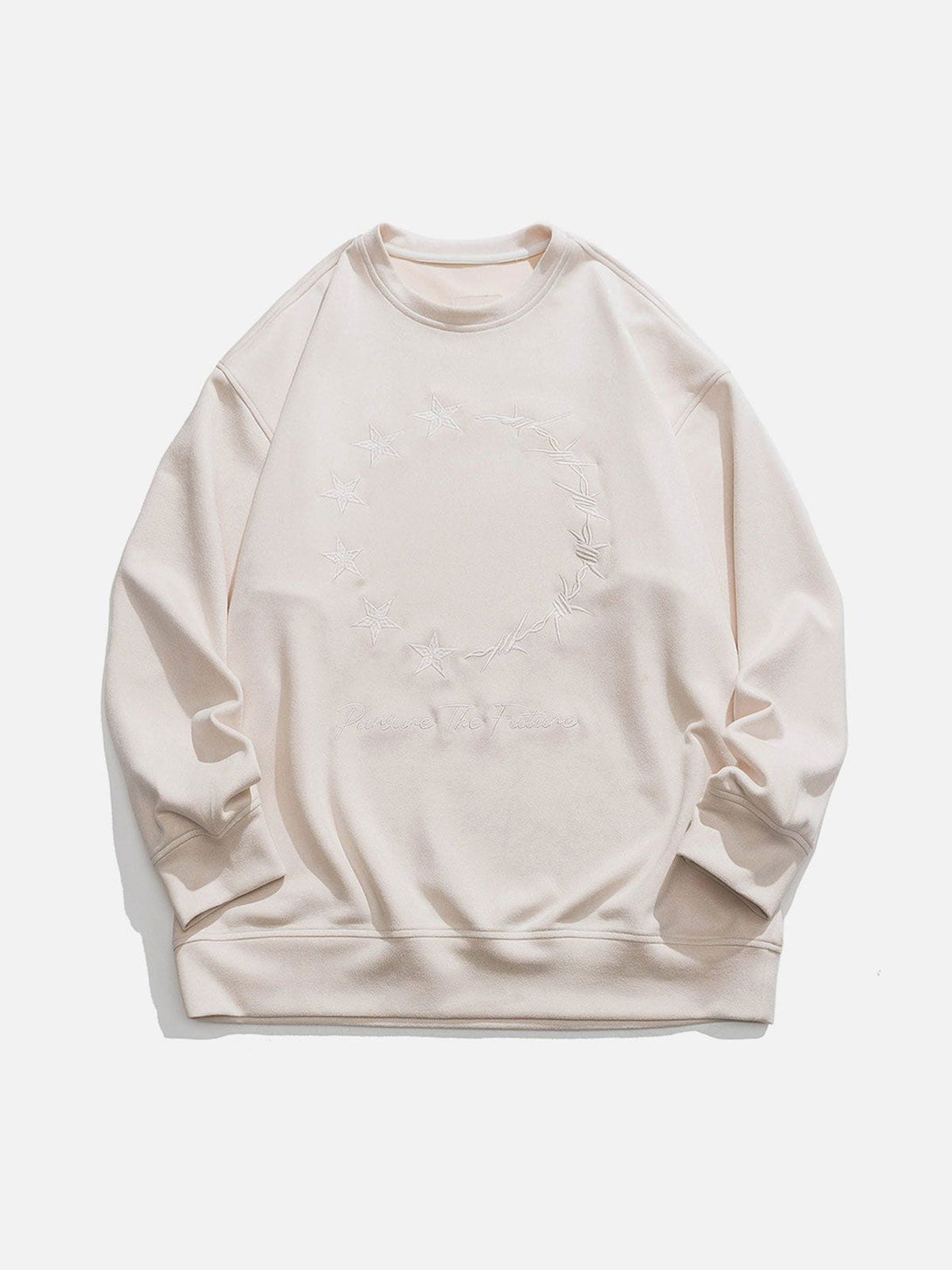 Lacezy - Star Embroidery Sweatshirt- Streetwear Fashion - lacezy.com