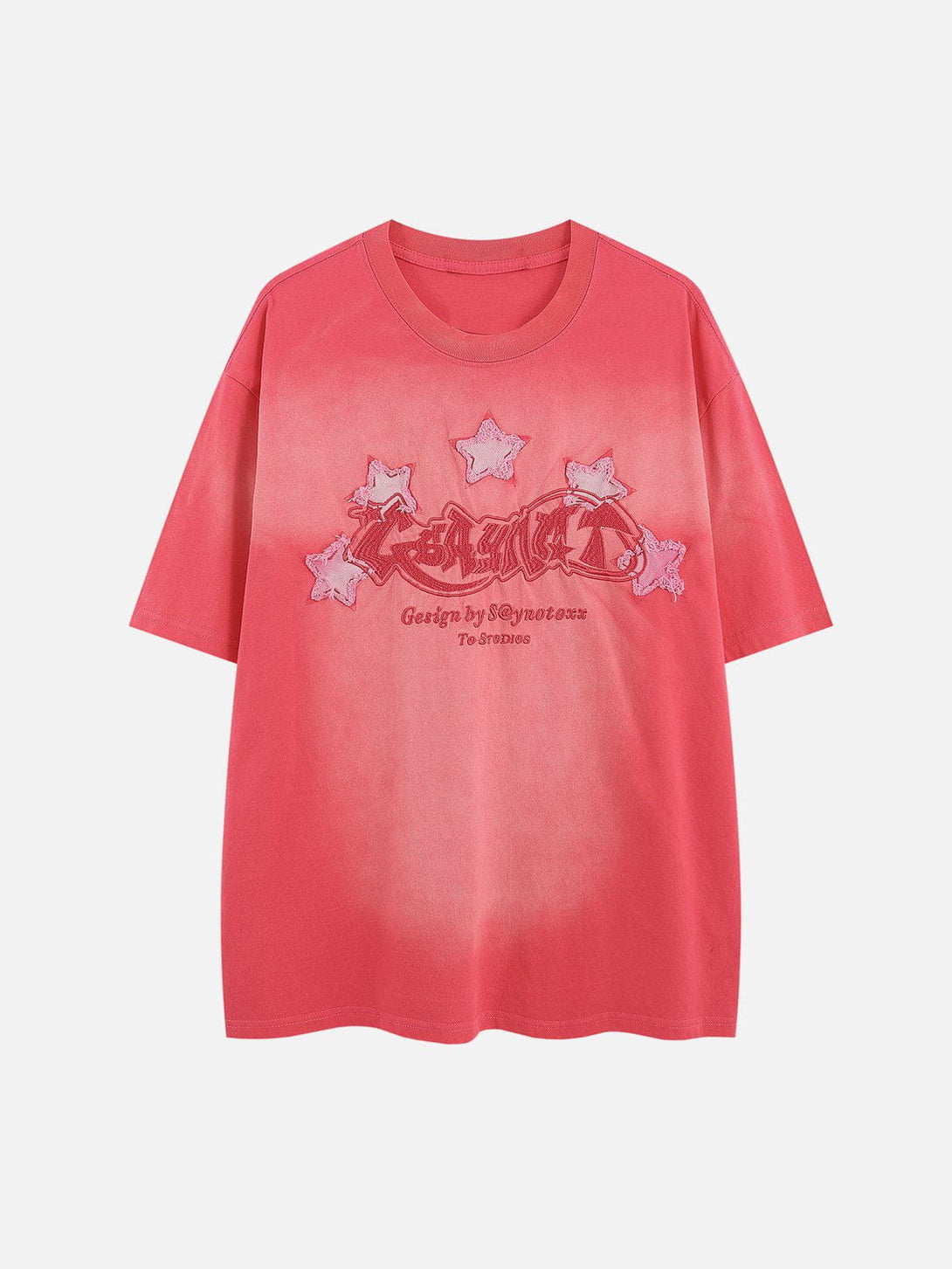 Lacezy - Star Flocking Washed Tee- Streetwear Fashion - lacezy.com