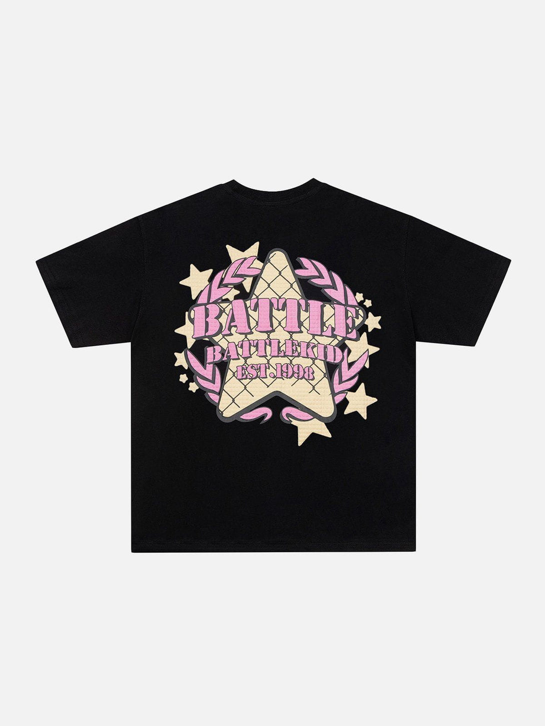 Lacezy - Star Letter Foam Print Tee- Streetwear Fashion - lacezy.com