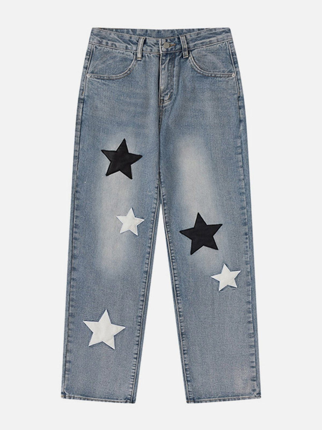 Lacezy - Star Patchwork Collision Color Jeans- Streetwear Fashion - lacezy.com