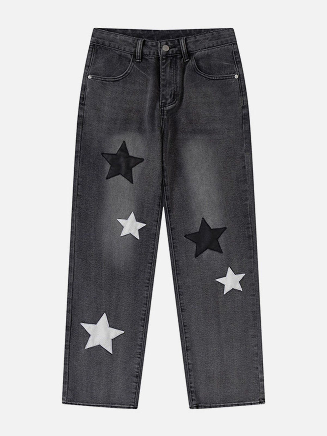 Lacezy - Star Patchwork Collision Color Jeans- Streetwear Fashion - lacezy.com