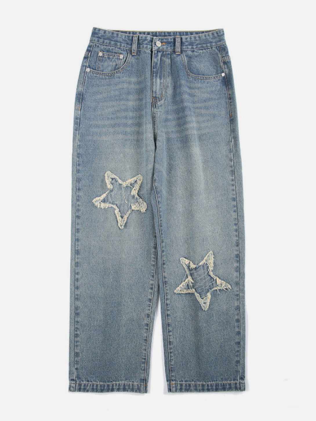 Lacezy - Star Patchwork Jeans- Streetwear Fashion - lacezy.com