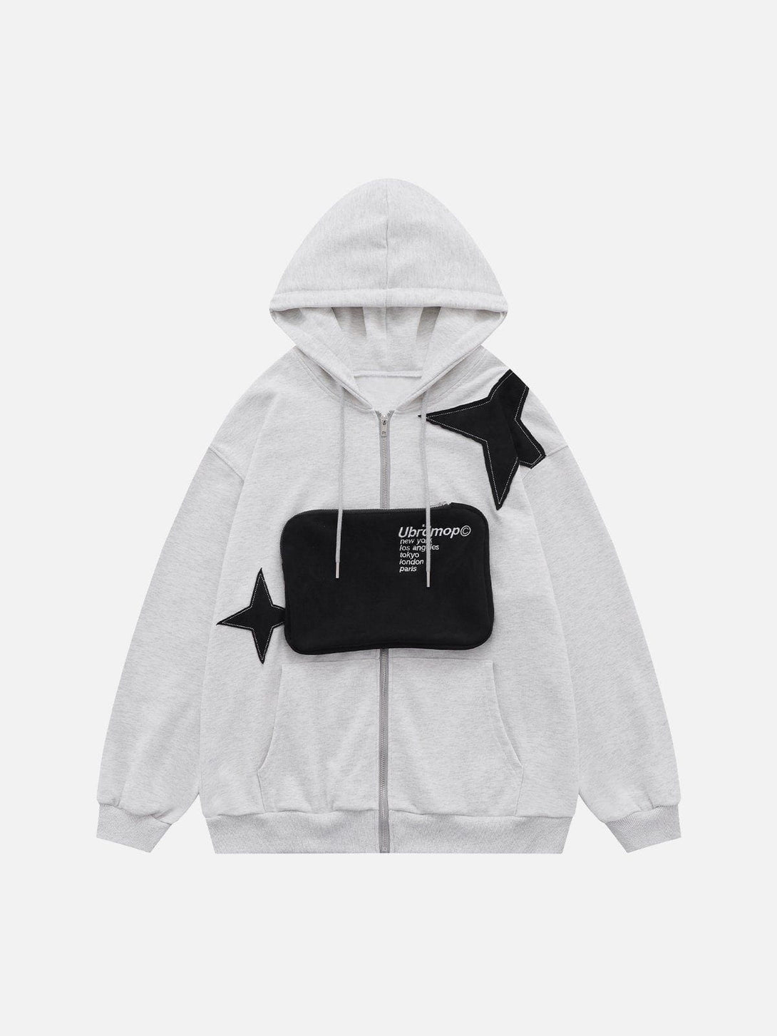 Lacezy - Star Patchwork Removable Pocket Hoodie- Streetwear Fashion - lacezy.com