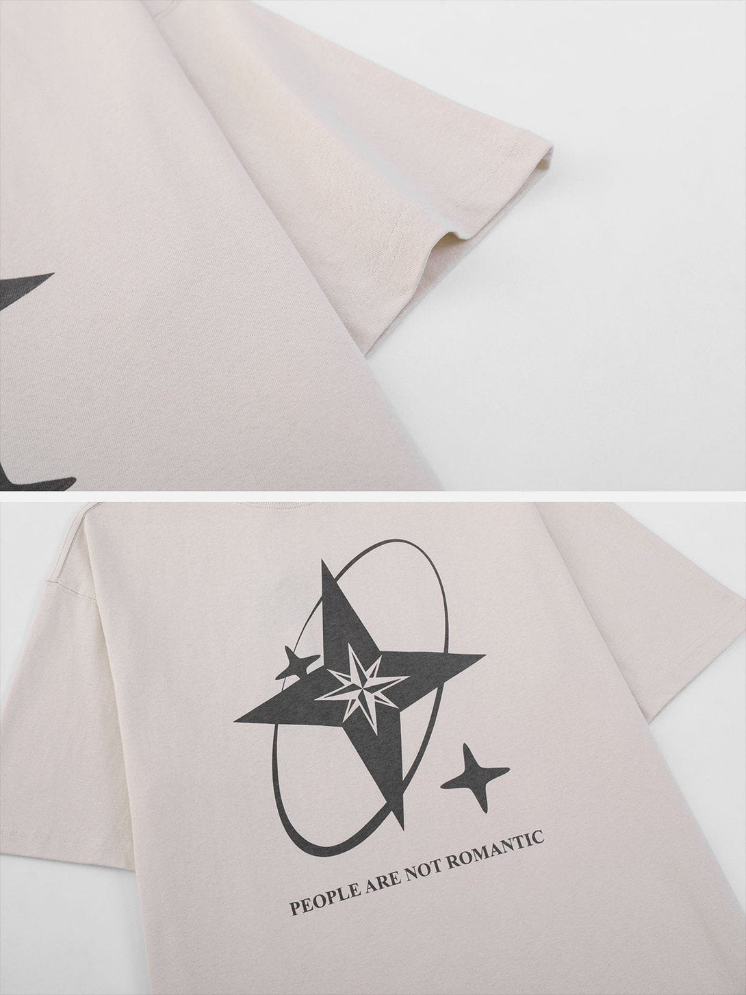 Lacezy - Star Print Cotton Tee- Streetwear Fashion - lacezy.com