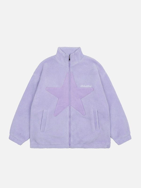 Lacezy - Star Sherpa Winter Coat- Streetwear Fashion - lacezy.com