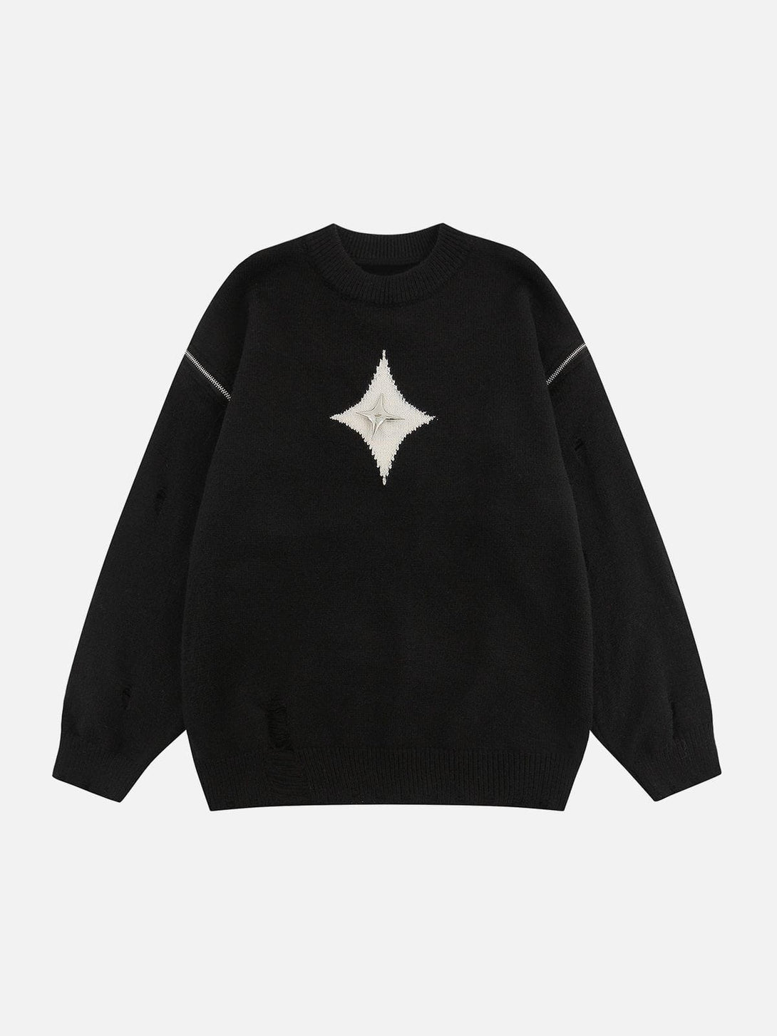 Lacezy - Star ZIP Hole Sweater- Streetwear Fashion - lacezy.com