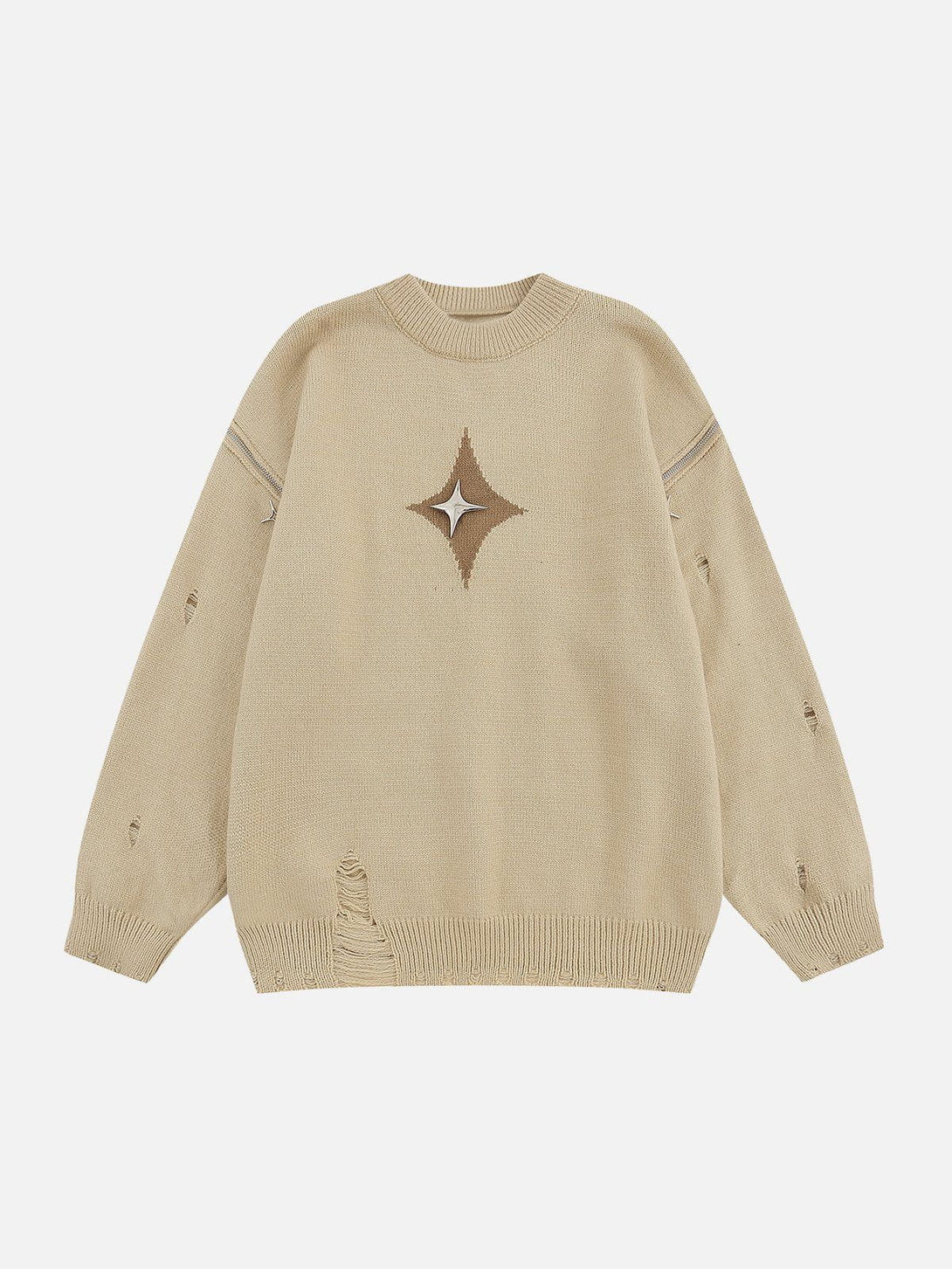 Lacezy - Star ZIP Hole Sweater- Streetwear Fashion - lacezy.com