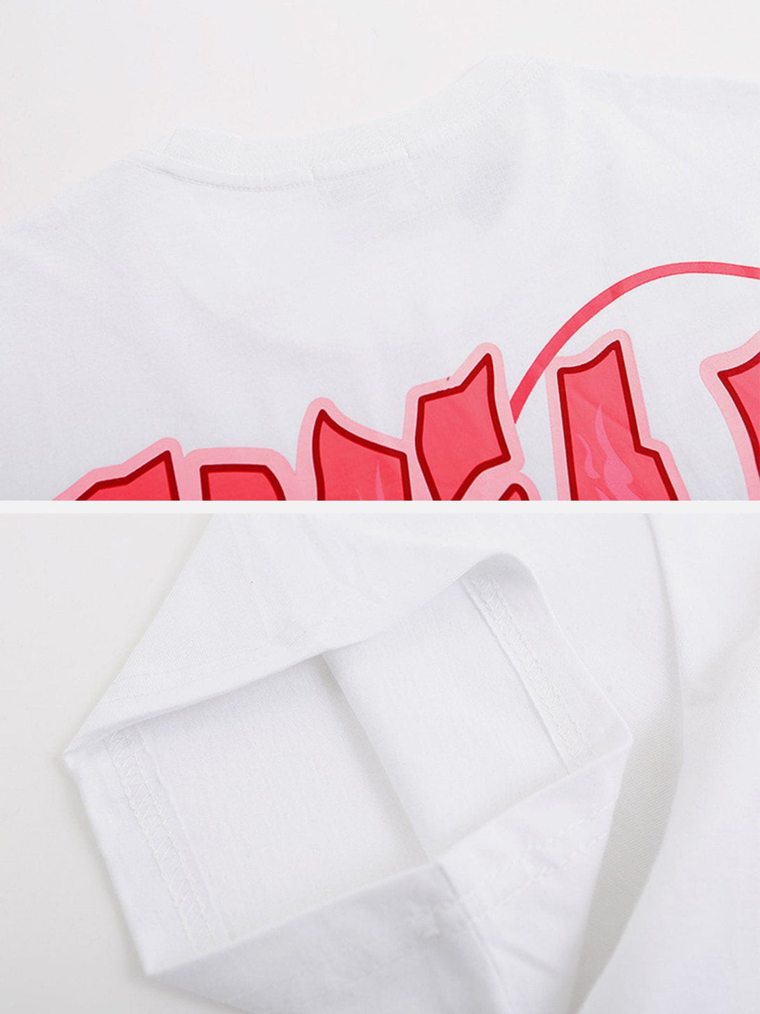 Lacezy - Stereoscopic Flame Letter Graphic Tee- Streetwear Fashion - lacezy.com