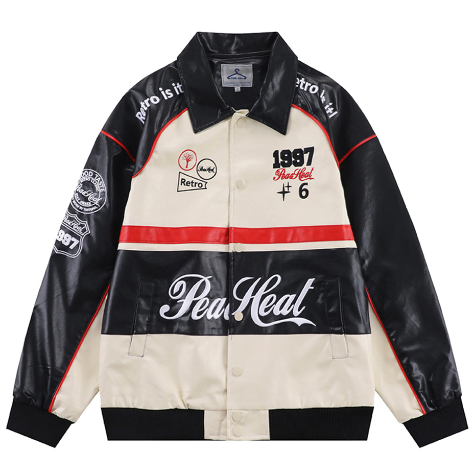 Lacezy - Stitching Color Motorcycle Jacket- Streetwear Fashion - lacezy.com