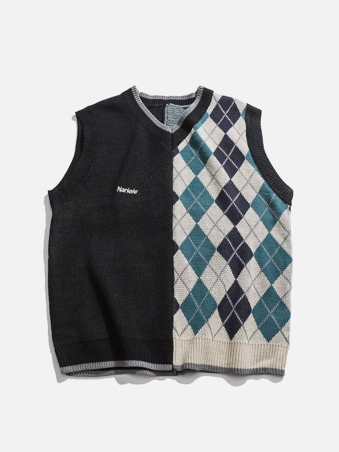 Lacezy - Stitching Diamond Pattern Sweater Vest- Streetwear Fashion - lacezy.com