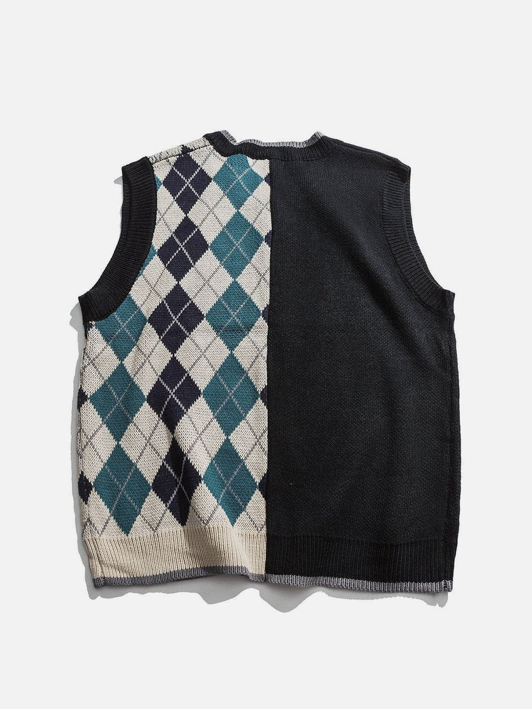 Lacezy - Stitching Diamond Pattern Sweater Vest- Streetwear Fashion - lacezy.com