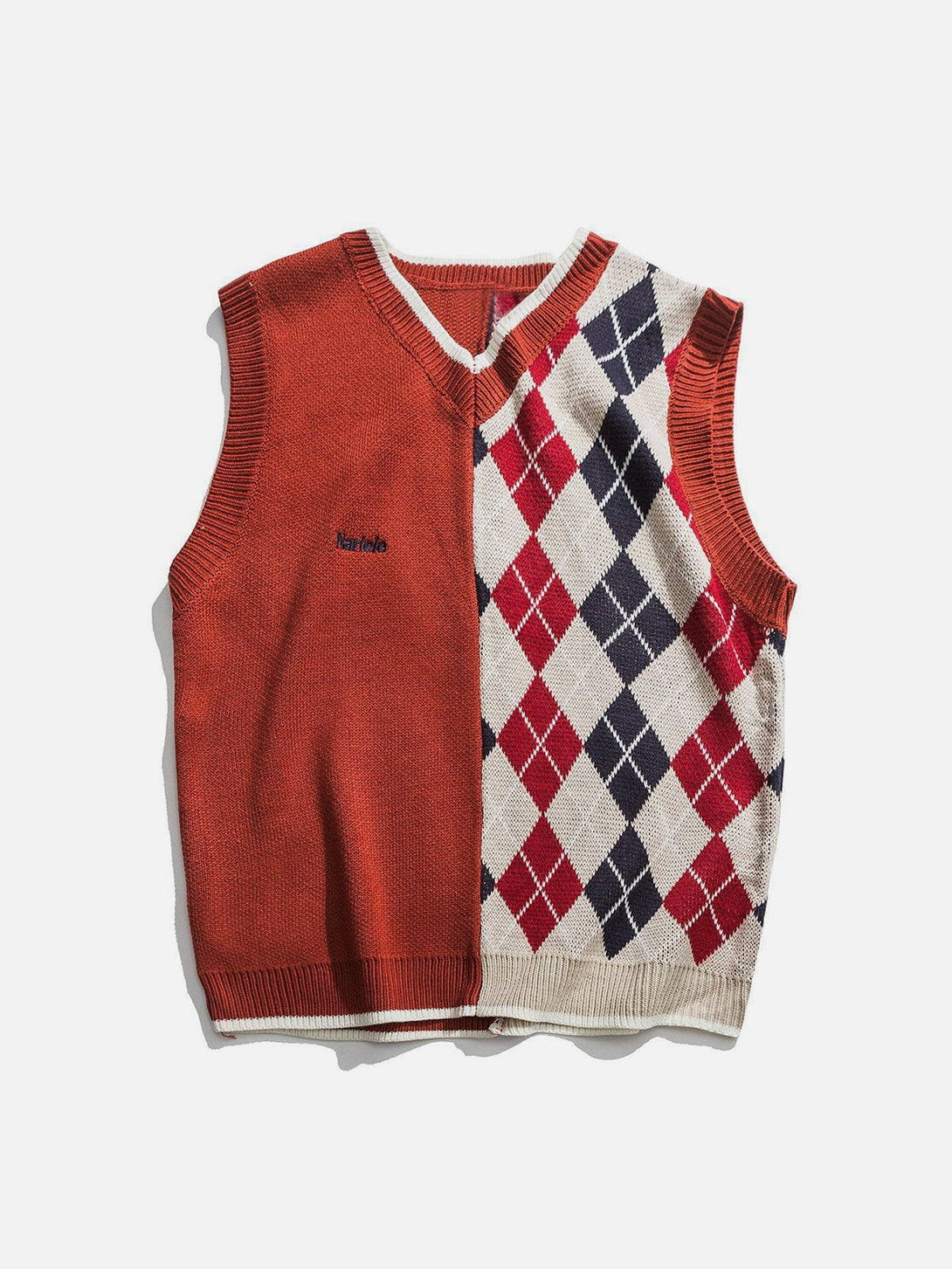 Lacezy - Stitching Diamond Pattern Sweater Vest- Streetwear Fashion - lacezy.com