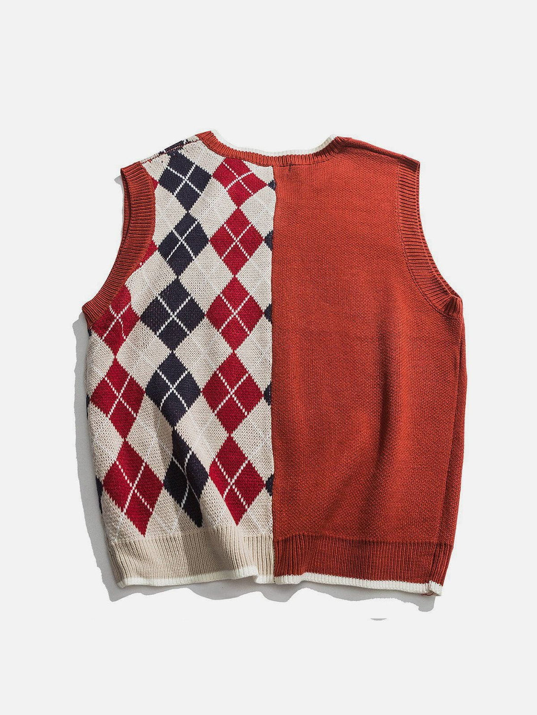 Lacezy - Stitching Diamond Pattern Sweater Vest- Streetwear Fashion - lacezy.com