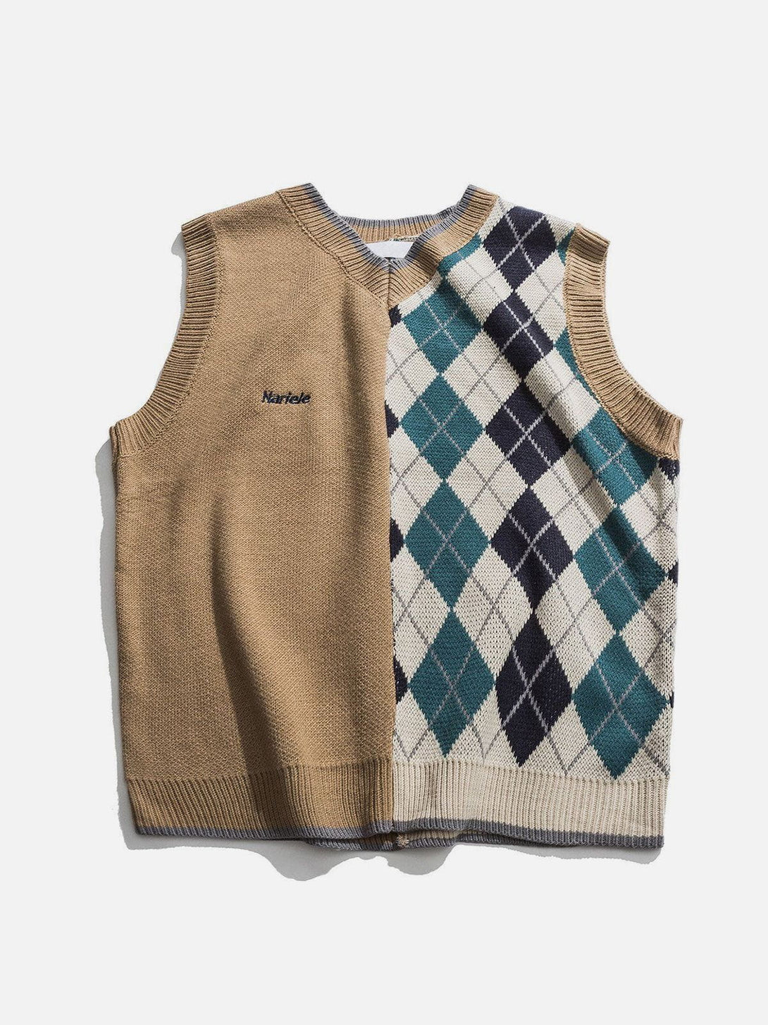 Lacezy - Stitching Diamond Pattern Sweater Vest- Streetwear Fashion - lacezy.com