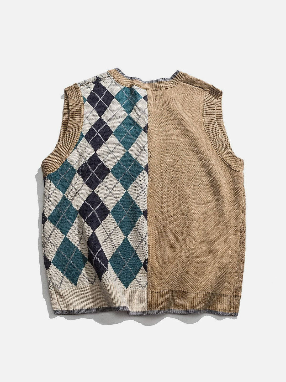 Lacezy - Stitching Diamond Pattern Sweater Vest- Streetwear Fashion - lacezy.com