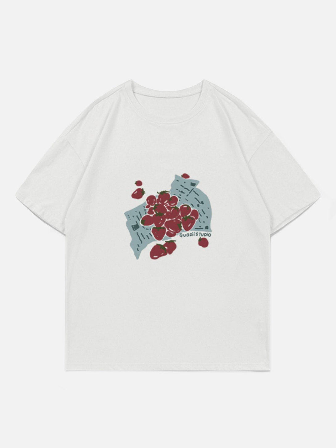 Lacezy - Strawberries Print Tee- Streetwear Fashion - lacezy.com