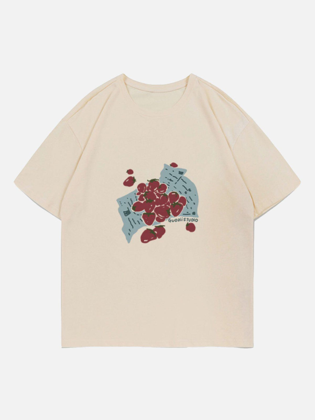 Lacezy - Strawberries Print Tee- Streetwear Fashion - lacezy.com