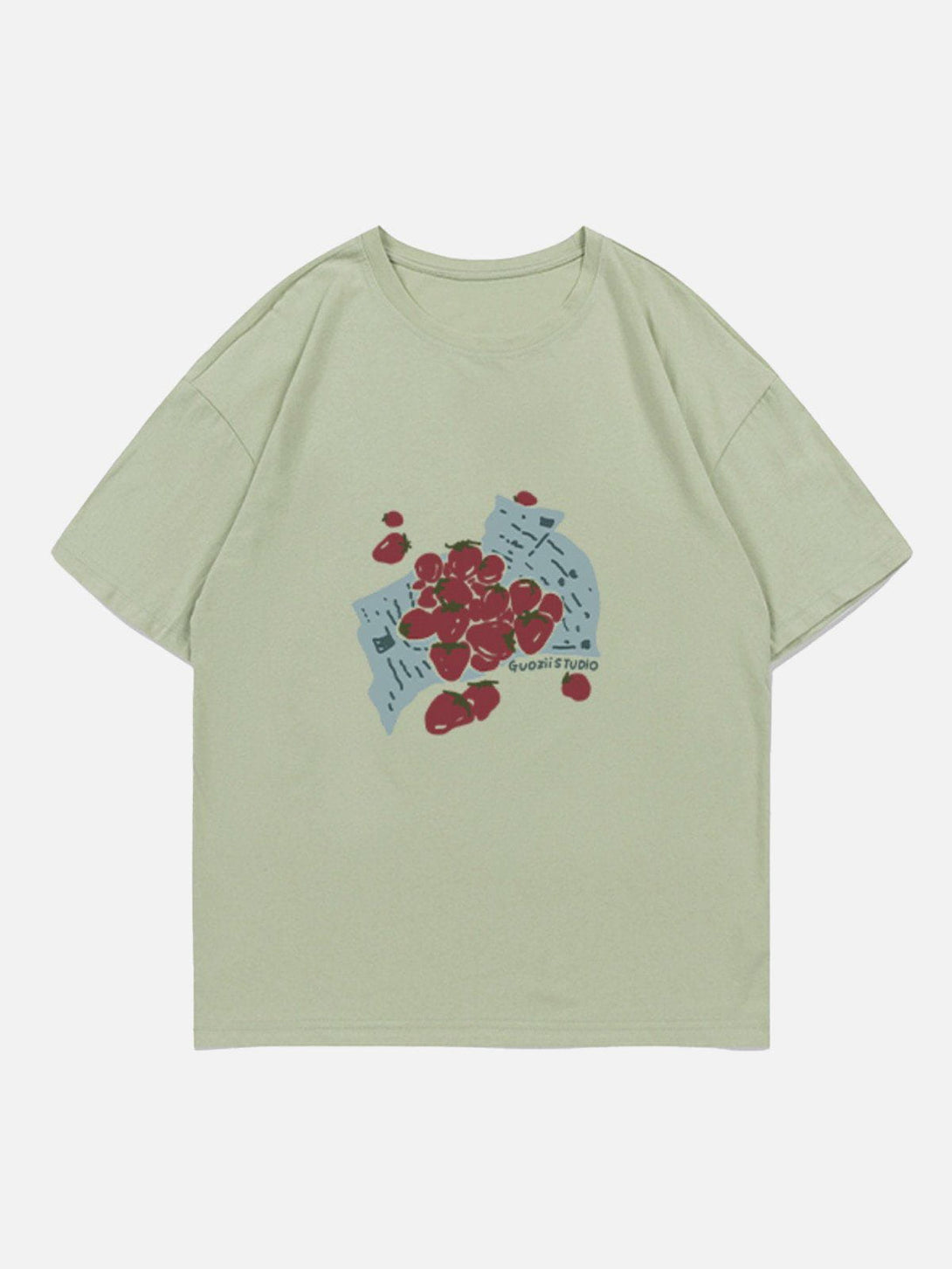 Lacezy - Strawberries Print Tee- Streetwear Fashion - lacezy.com