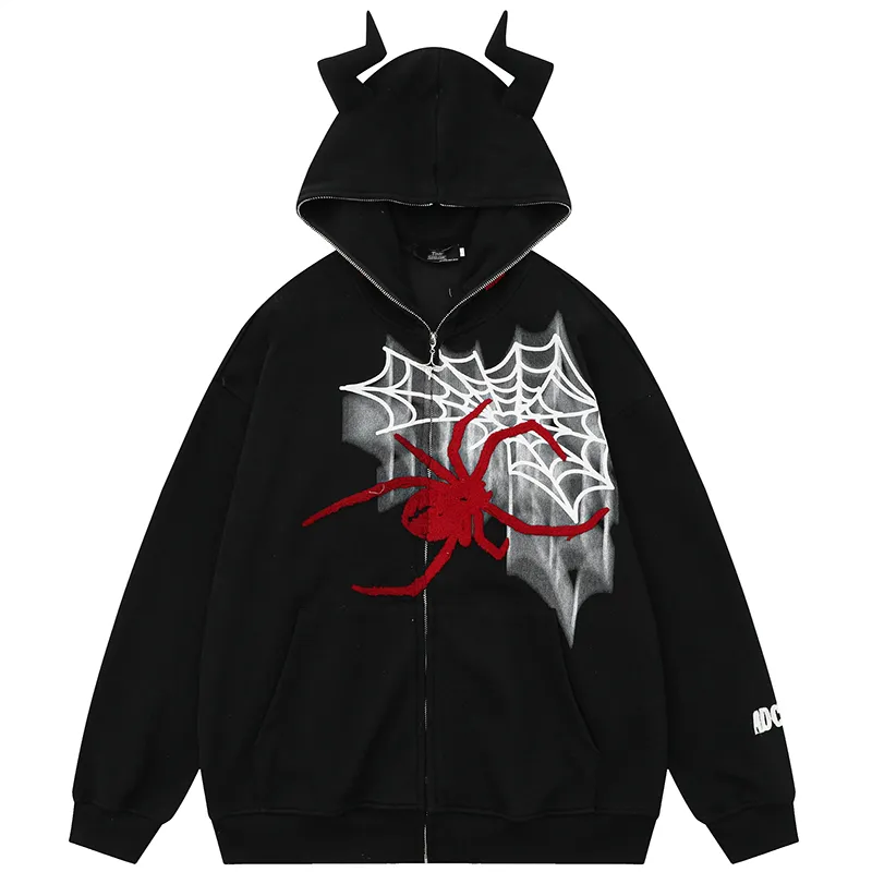 Lacezy - Streetwear Hooded Jacket Devil Horn Hoodie- Streetwear Fashion - lacezy.com