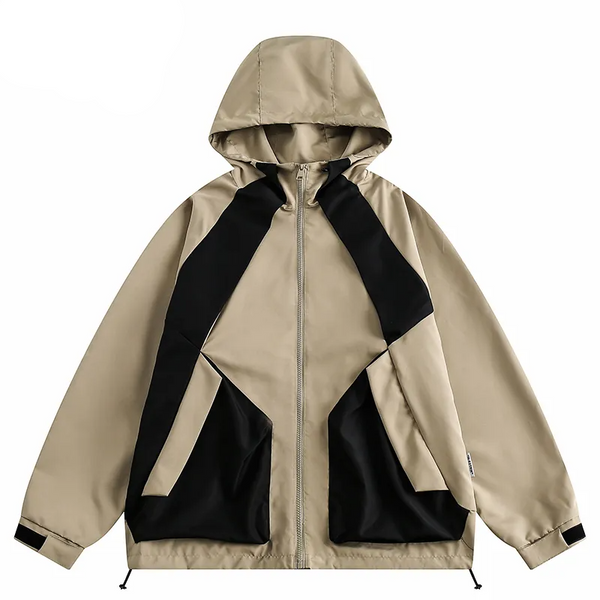 Lacezy - Streetwear Hooded Jacket Windbreaker Pocket Patchwork Coat- Streetwear Fashion - lacezy.com