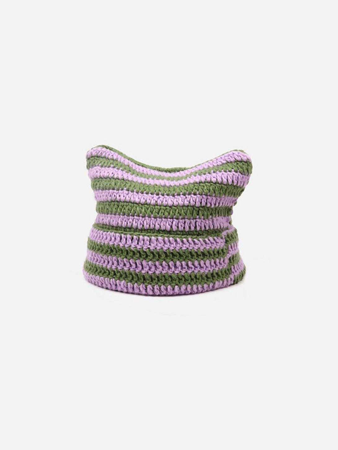 Lacezy - Stripe Cat Ear Hat- Streetwear Fashion - lacezy.com