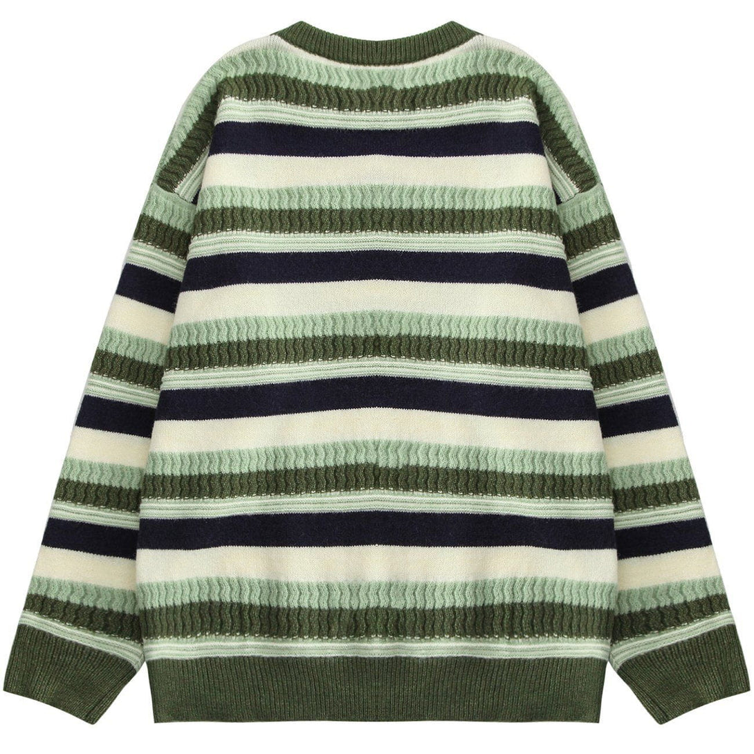 Lacezy - Stripe Pattern Knit Sweater- Streetwear Fashion - lacezy.com