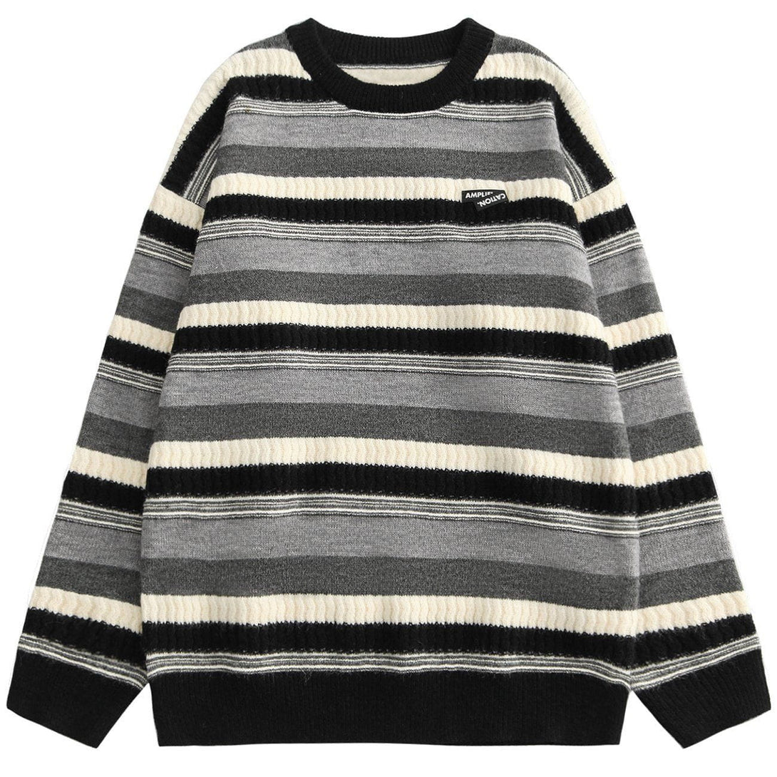 Lacezy - Stripe Pattern Knit Sweater- Streetwear Fashion - lacezy.com