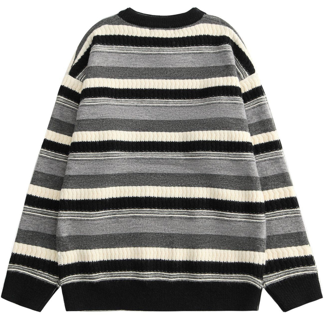 Lacezy - Stripe Pattern Knit Sweater- Streetwear Fashion - lacezy.com