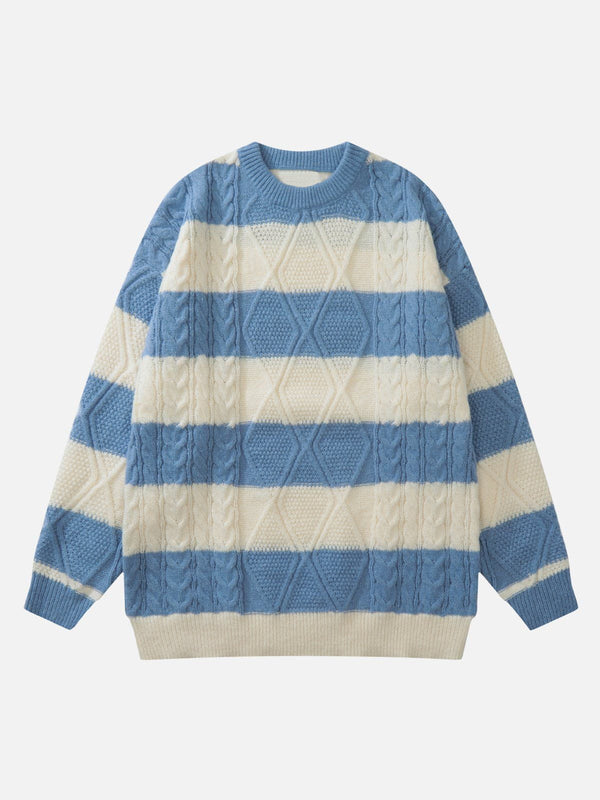 Lacezy - Stripe Print Sweater- Streetwear Fashion - lacezy.com