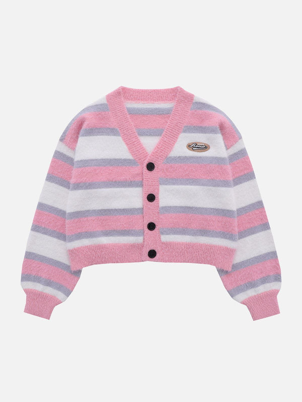 Lacezy - Striped Clashing Colours Cardigan- Streetwear Fashion - lacezy.com