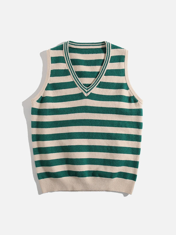 Lacezy - Striped Color Blocking Sweater Vest- Streetwear Fashion - lacezy.com