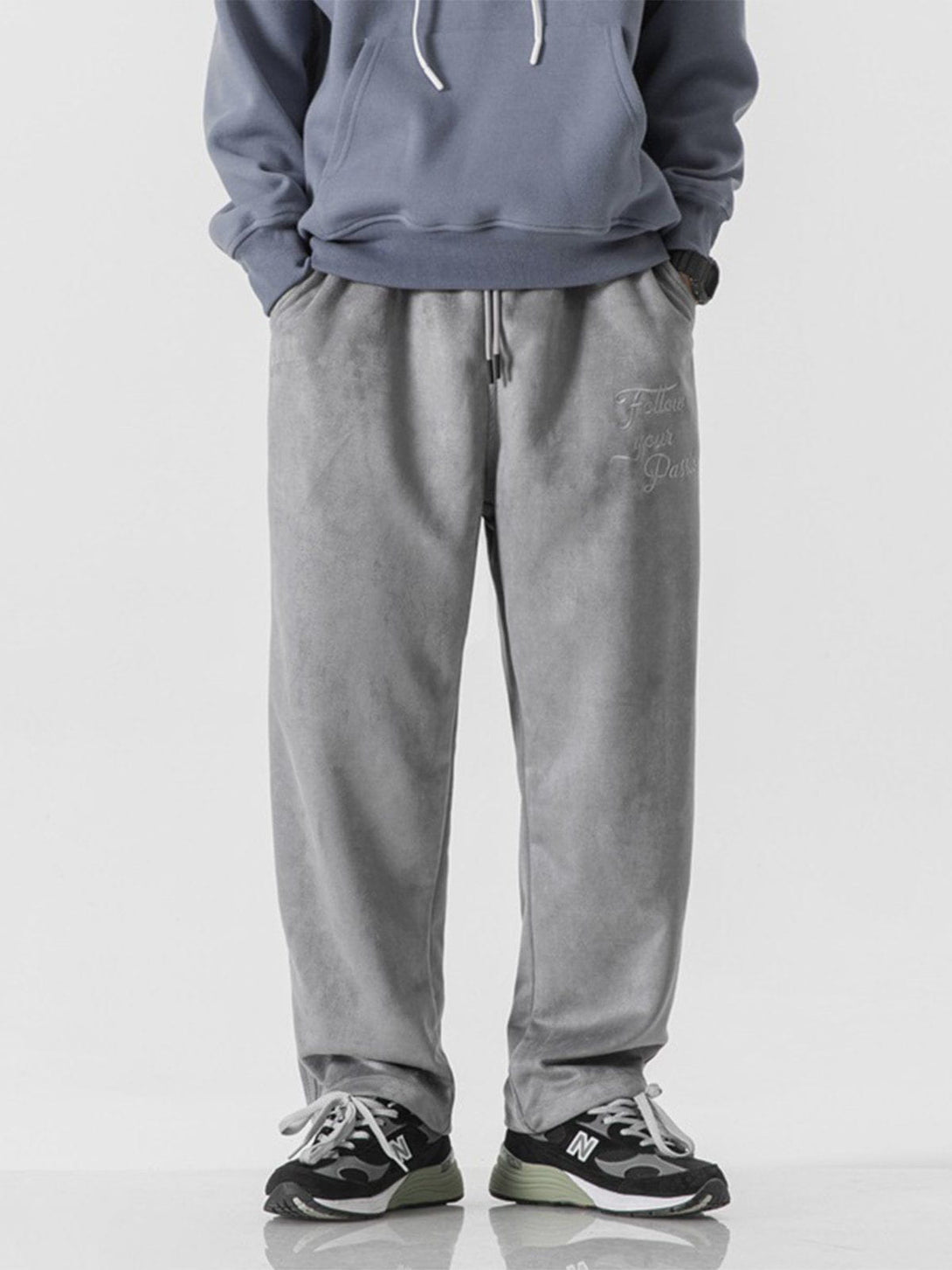 Lacezy - Suede Drawstring Pants- Streetwear Fashion - lacezy.com