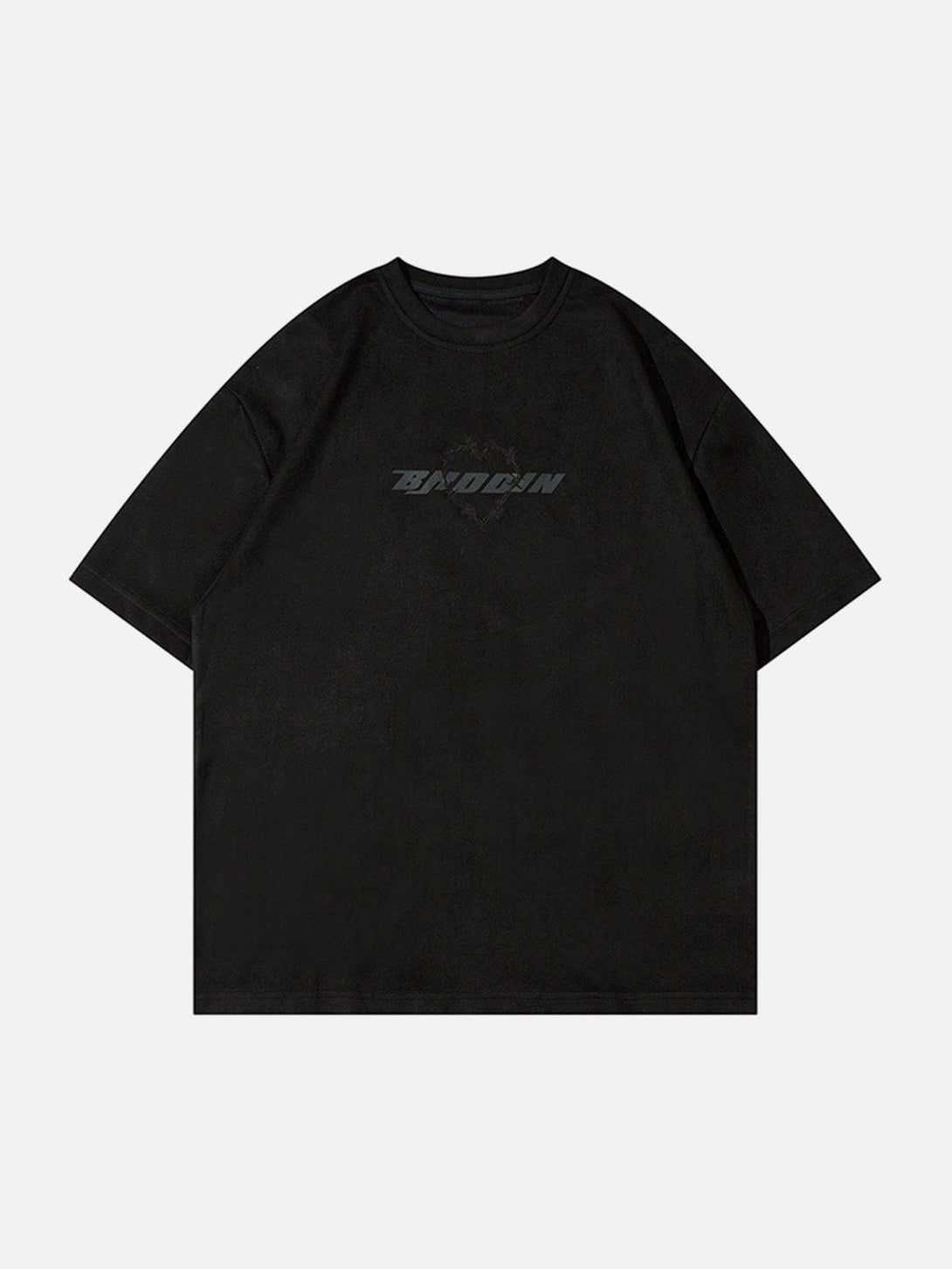 Lacezy - Suede Embroidered Print Tee- Streetwear Fashion - lacezy.com