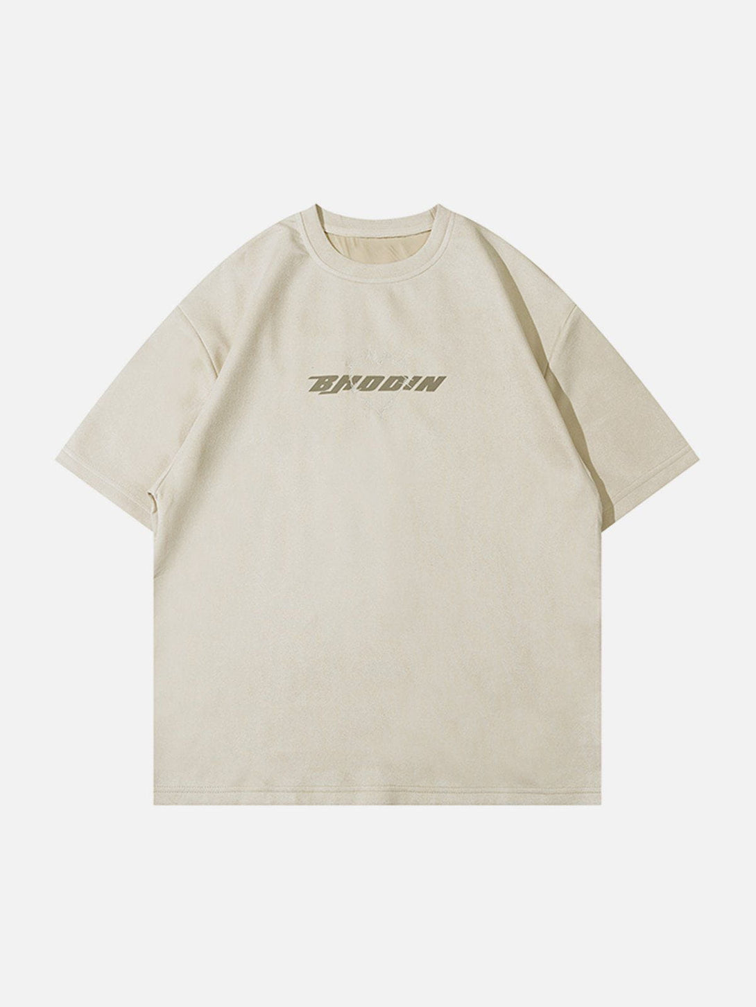 Lacezy - Suede Embroidered Print Tee- Streetwear Fashion - lacezy.com