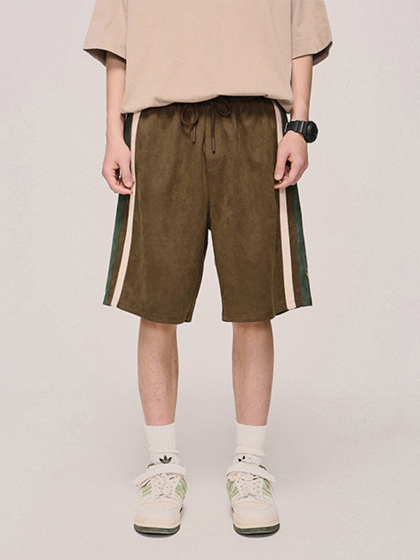 Lacezy - Suede Side Stripes Shorts- Streetwear Fashion - lacezy.com