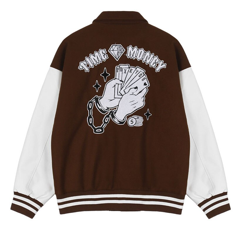 Lacezy - TIME MONEY Varsity Jacket- Streetwear Fashion - lacezy.com