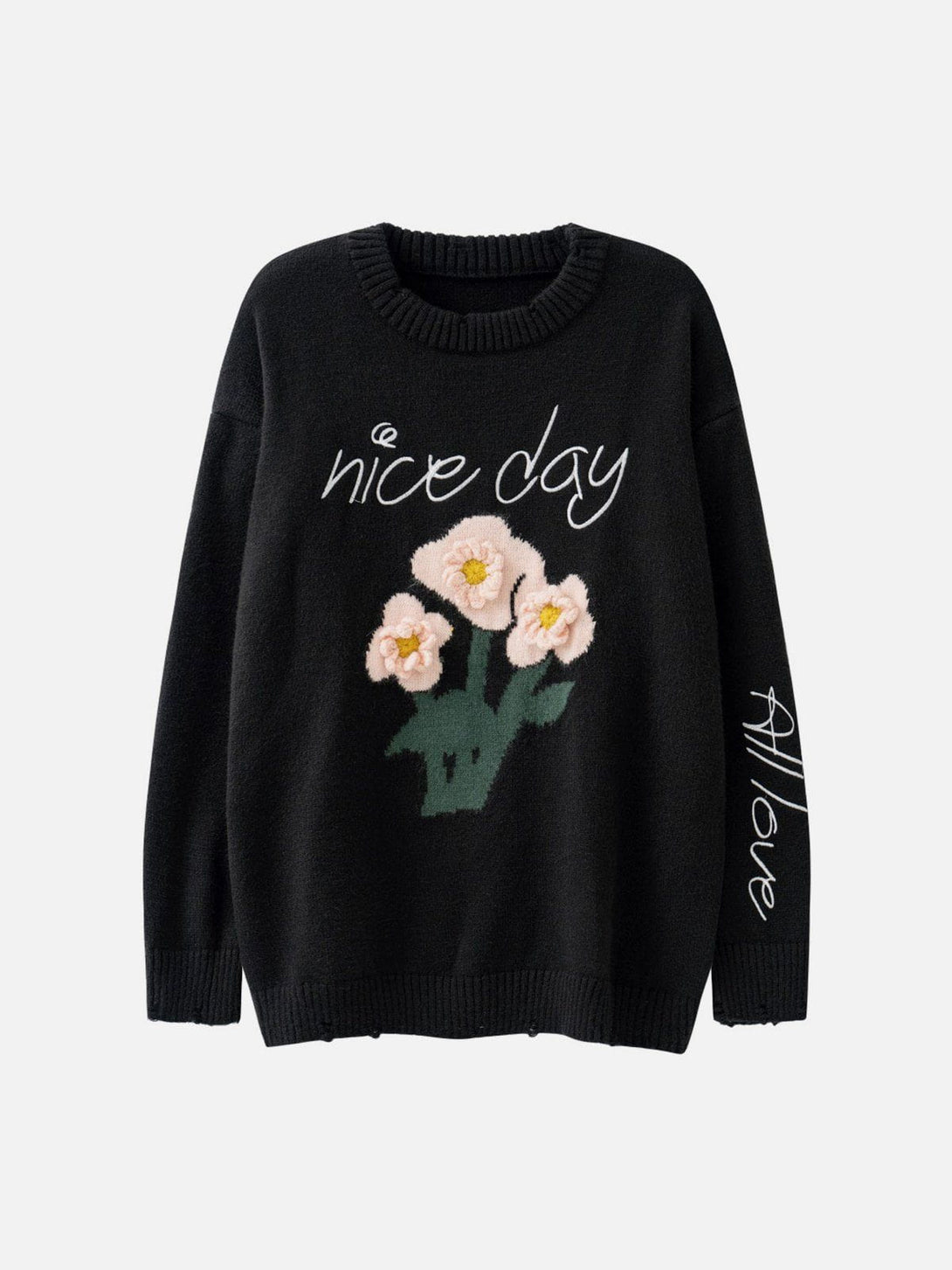 Lacezy - Three-Dimensional Flowers Sweater- Streetwear Fashion - lacezy.com