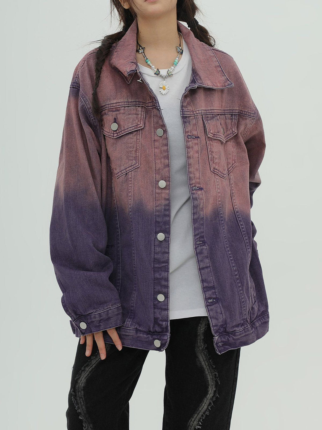 Lacezy - Tie Dye Gradient Denim Jacket- Streetwear Fashion - lacezy.com