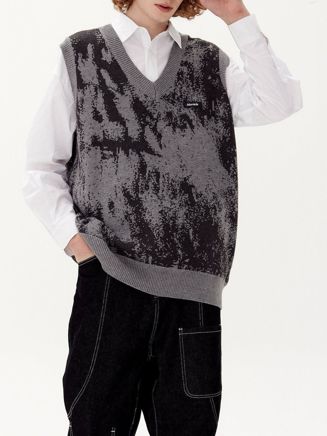 Lacezy - Tie Dye Jacquard Sweater Vest- Streetwear Fashion - lacezy.com